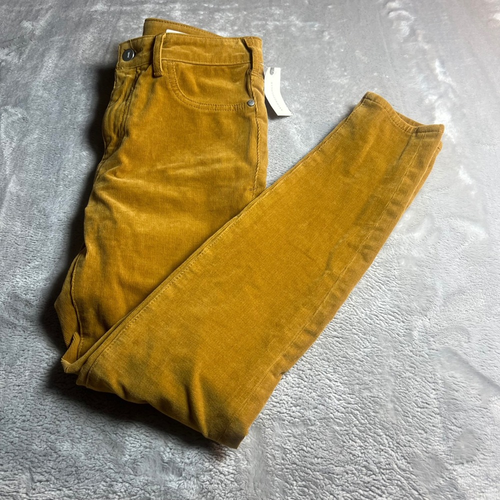 NWT Pilcro Women 28 High Rise Skinny Ankle Corduroy Pants Mustard Anthropologie